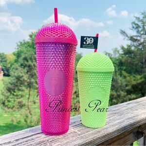 Starbucks pink venti Studded 24 oz  Dome & grande mint dome 16 oz Tumbler Combo